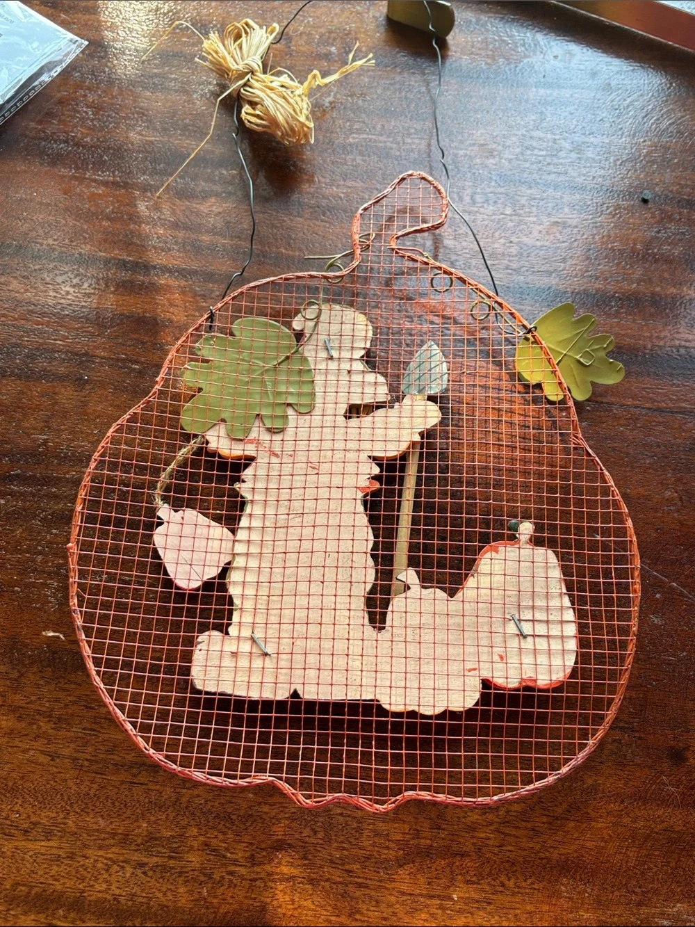 Autumn Harvest Scarecrow Pumpkin Wall Hanging - Orange & Green